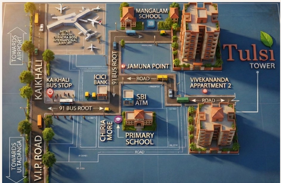 Tulsi Tower 3D Aerial Transit and Location Map