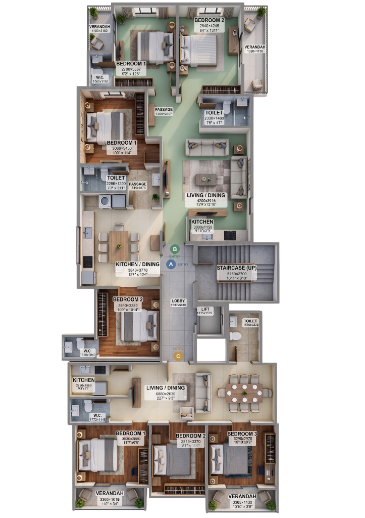 Tulsi Tower 3D Staged Realistic Floor Plan Mockup